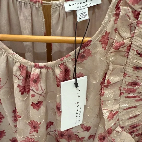 CURRENT AIR for ANTHROPOLOGIE Floral Pink Ruffle Midi Dress - Picture 4 of 5